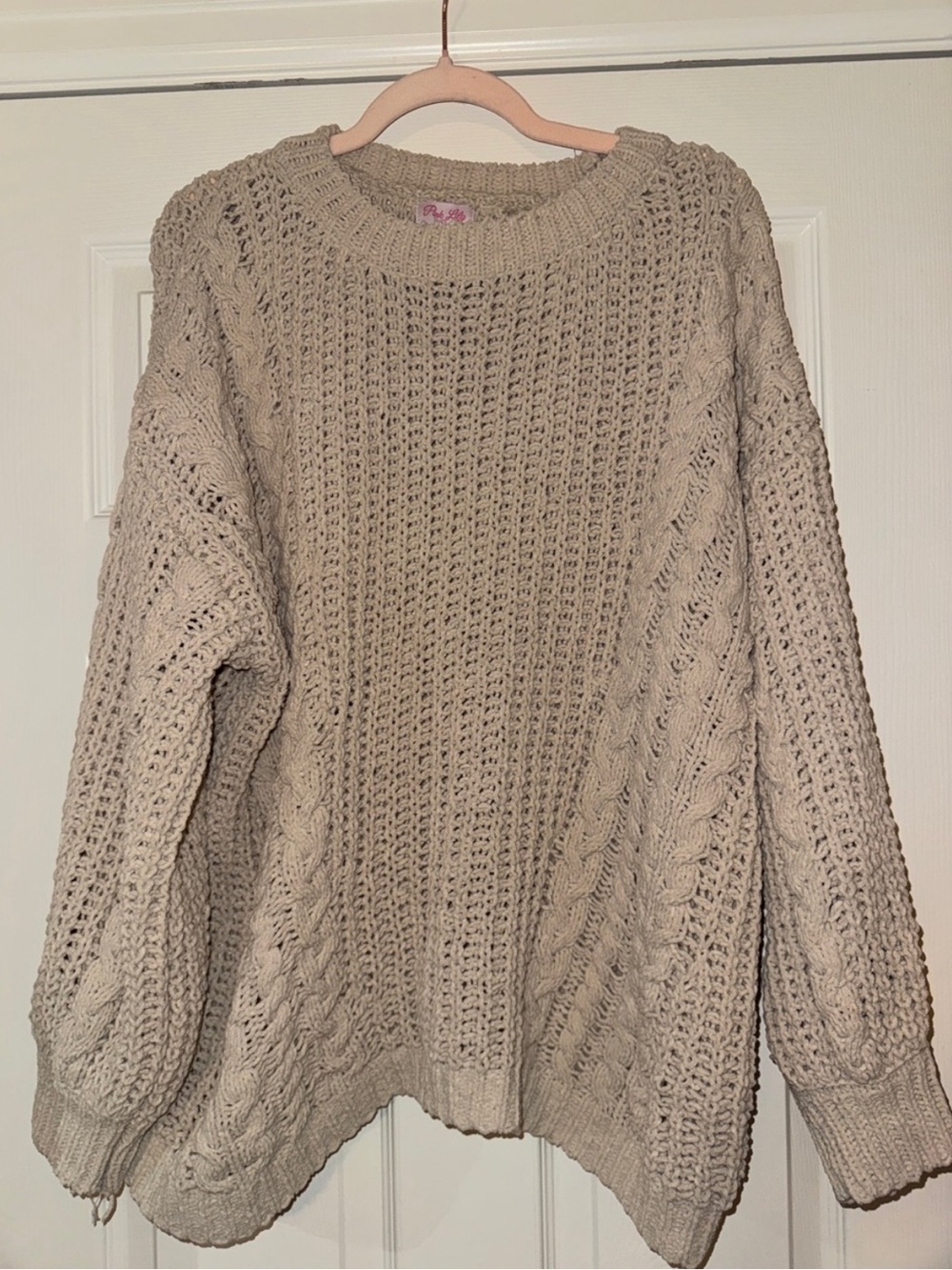 Beige Chunky Cable Knit Sweater